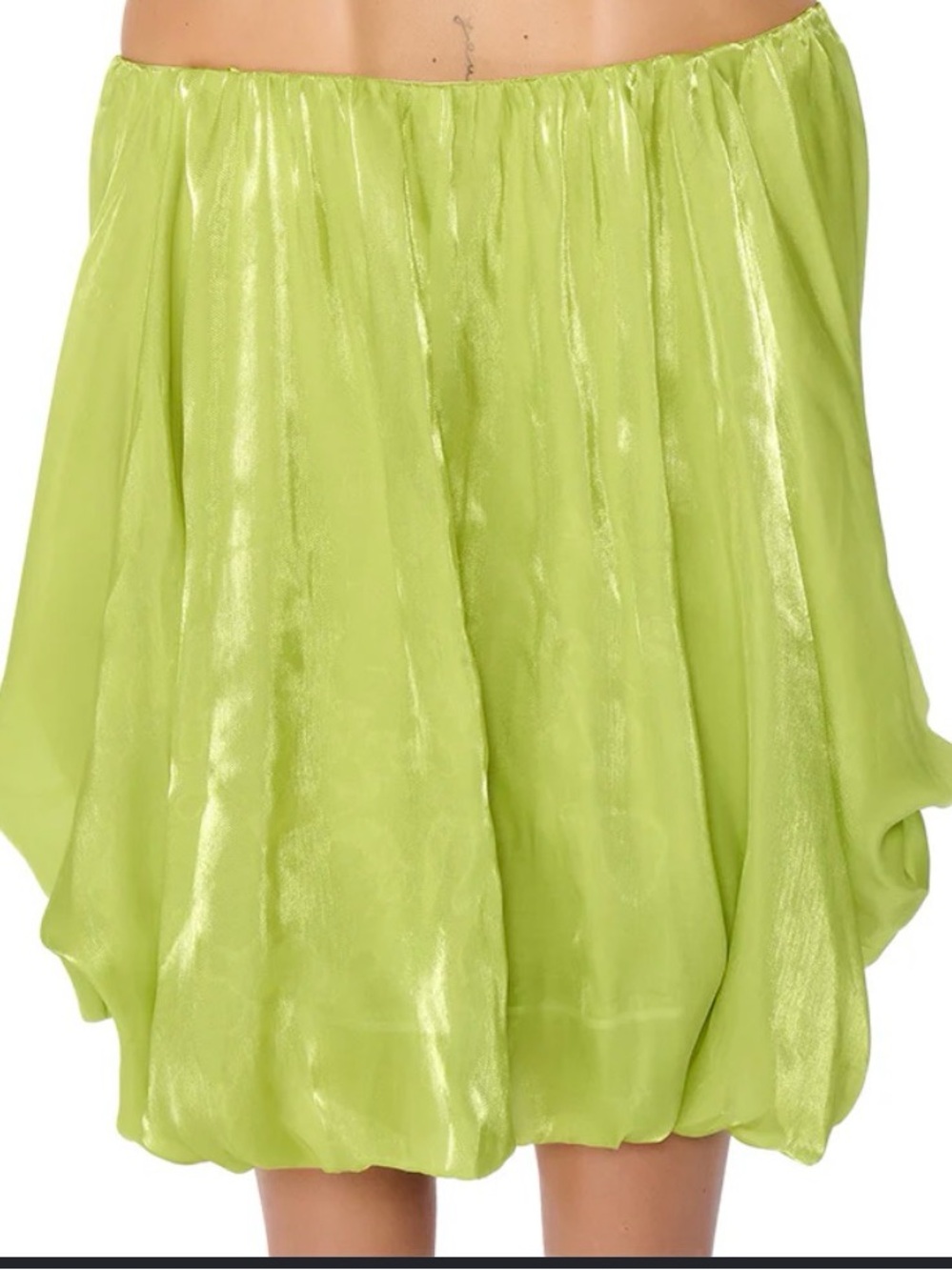 Oversized Mini Dress AKIRA Off-Shoulder Shiny Green Puffy Sleeved Large XL - Picture 2 of 13